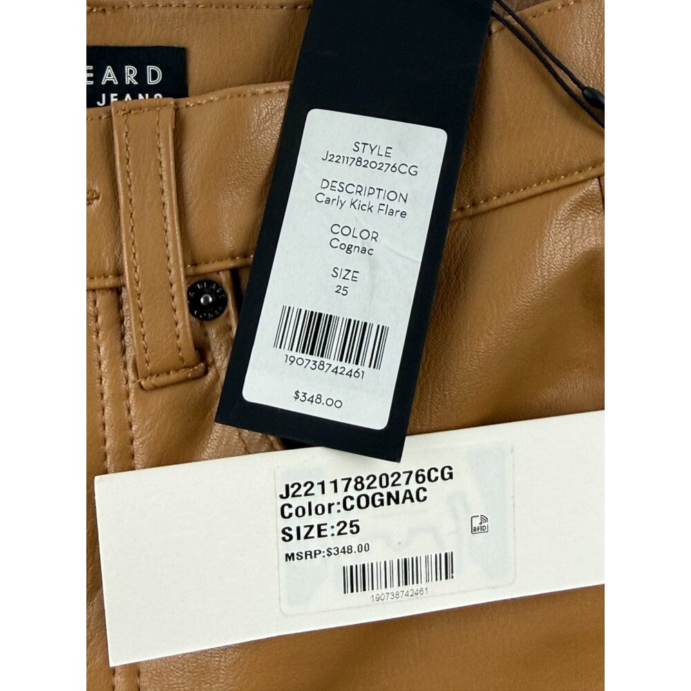 NWT Veronica Beard Carly Kick Flare Pants Vegan Leather in Camel Size 25 $348 - Picture 7 of 12